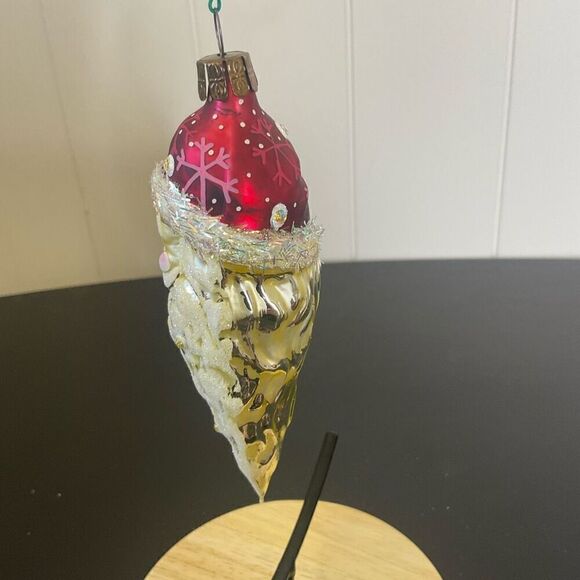 Old World Christmas Ornament Santa Claus Head Face Glass Red White 4.5" - Picture 8 of 8